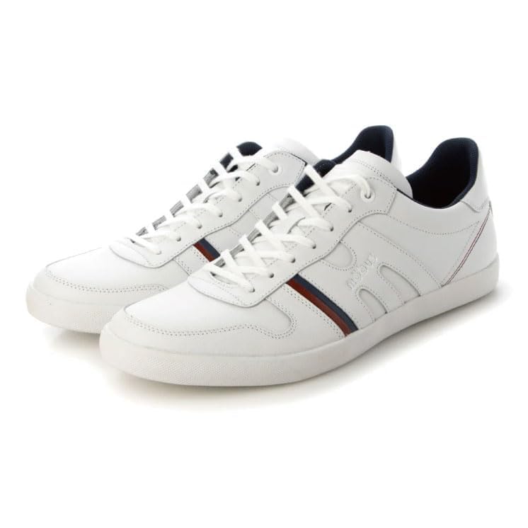 Mobus Men's Leather Sneakers, Genuine Leather, Sports, Casual, Walking Shoes, Current Model HESEL (White/Navy, Measurement 26 Points, 0 Centimeters)