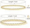 Gold Plate Bead Bracelet for Women 14K Gold Plated Bead Ball Bracelet Stretchable Elastic Hypoallergenic Bohemian Stackable