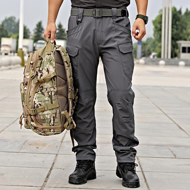 IX7 Men's Camouflage Tactical Pants - Elastic, Wear-Resistant, Soft Shell, Outdoor, Loose Fit for Spring & Autumn