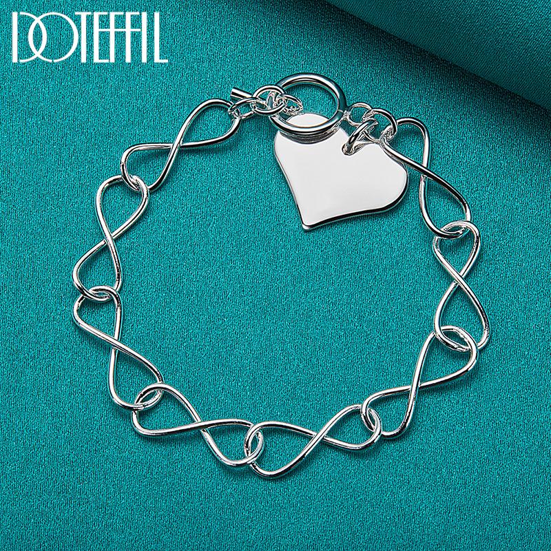Octagonal Heart Pendant Bracelet Fashion Gift Silver Color Jewelry