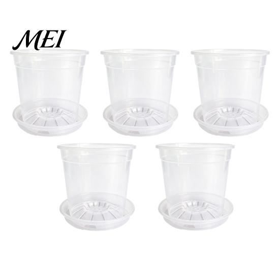 Plant Containers with Saucer Compatibility Clear Plastic Orchid Pot Saucer, Compression Resistant Basins Drainage Holes, Ventilated Flower for