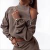 Casual Women's Clothing 1116 Hot Sale Spring and Autumn Fashion Trend Sexy Off-the-shoulder Zipper Suit