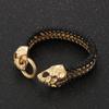 KALEN Punk Skull Fashion Jewelry Bracelets Stainless Steel Cowhide Leather Bracelet Bangle
