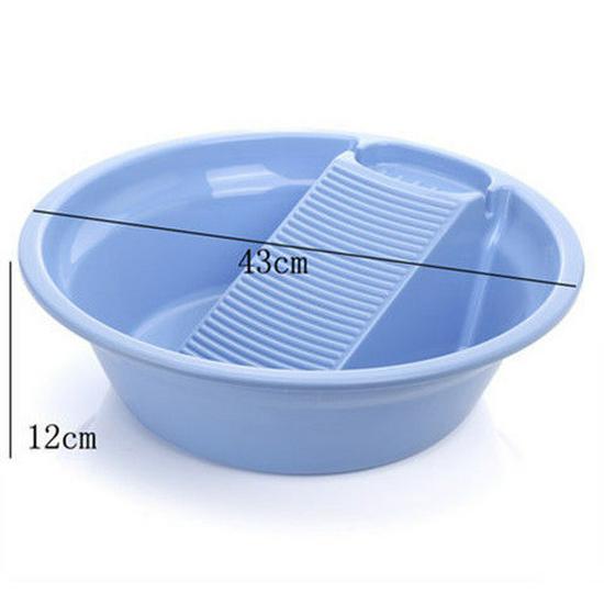 Thickened Plastic Washbasin with Washboard for Laundry and Baby Clothes