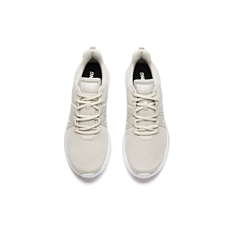 Anta Running Series Fabric Synthetic Leather Breathable Lightweight Low-Top Running Shoes Men Sneakers Gray White 91915586-1