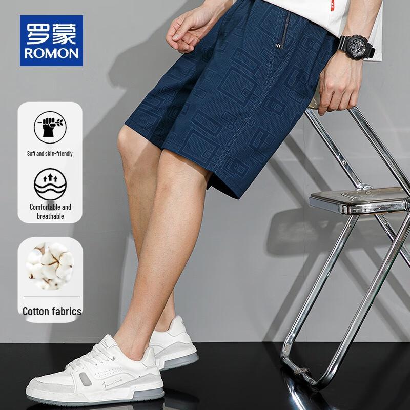 ROMON Men's Summer Cotton Casual Shorts