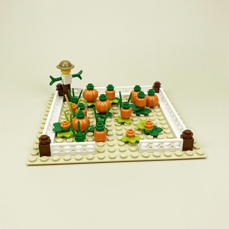 Ovly Farma Dyniowe Pole MOC Zestaw Części Warzywa Owoce Strach na Wróble DIY Zestaw Klocków Prezent dla Dzieci z Instrukcją Wyścig Koni