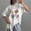 Süße Lustige Katzen T-Shirts für Damen Oversized Retro Y2k Kätzchen Grafik-T-Shirts Ästhetisch Katzenliebhaber Streetwear T-Shirt FeUnisex Kleidung