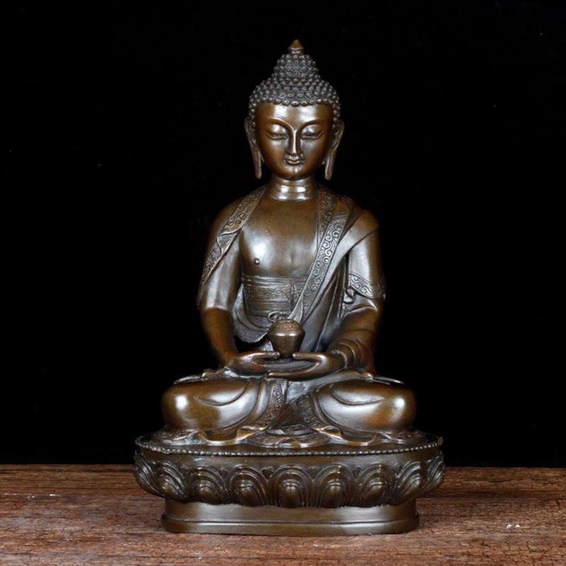 1PCS Pure Copper Buddha Statue Ornament Three Treasures Buddha Shakyamuni Medicine Buddha Metal Buddha Statue Handicrafts