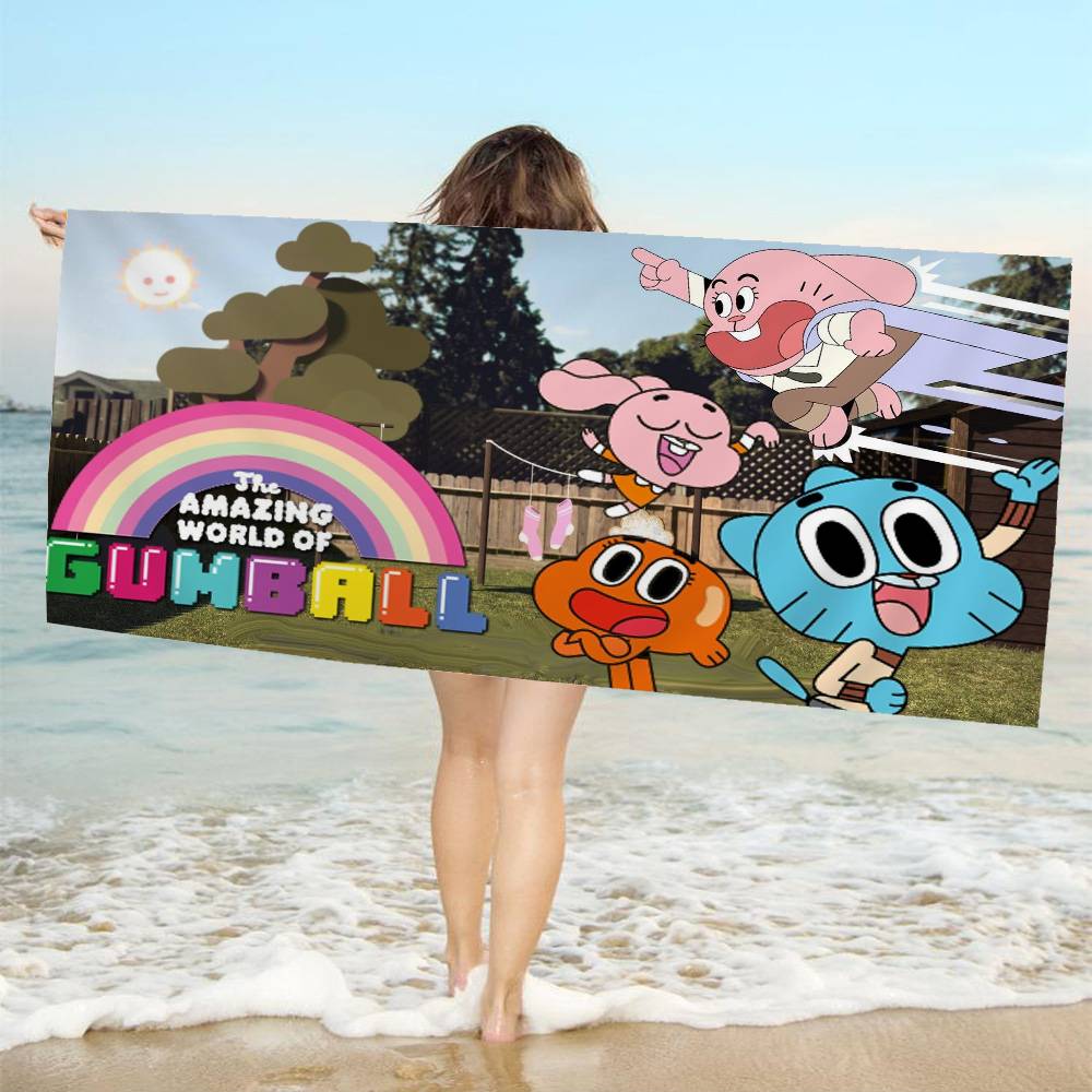 The Amazing Funny W-world Of Gumball Microfiber Blanket Quick Drying Beach Oversized Printing Super Absorbent Pool Towel Blanket