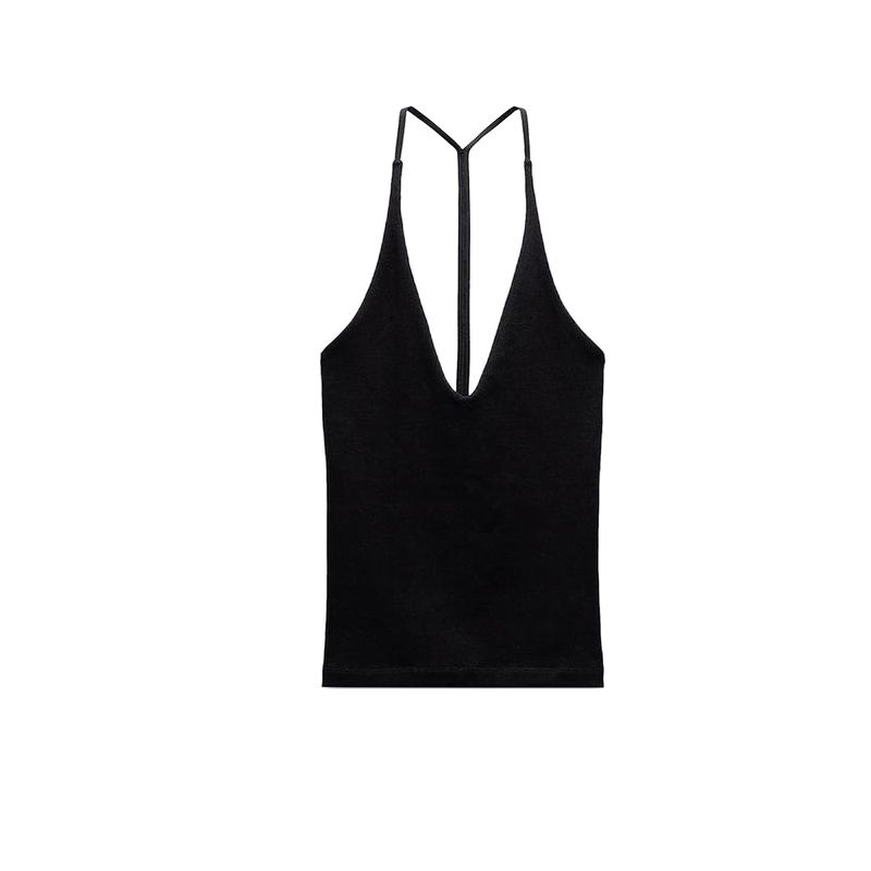 Summer New Product Women's Clothes French Style Design Back Belt Decoration Halterneck Collar Light Mature Wind Tops 4174385