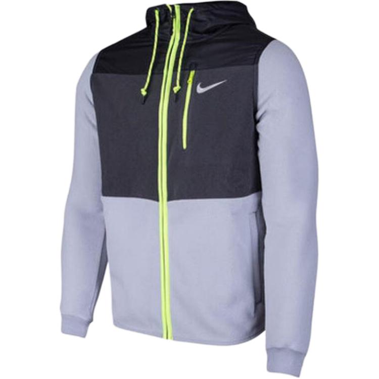 Nike Logo Printed Color Block Hooded Casual Jacket Men Jacket Blue Black 679417-012