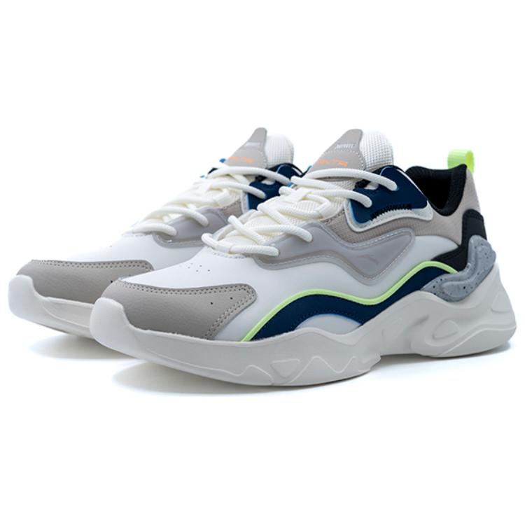 Anta Breakthrough Leather Casual Slip-Resistant Durable Low-Top Lifestyle Shoes Men sneakers White Gray Blue 112518860R-2