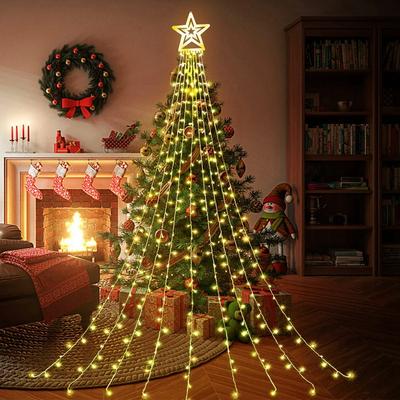 LED Outdoor Decorative Waterfall Tree Light Usb Powered IPX4 8 Lighting Modes Courtyard Garden Wedding Christmas Decoration
