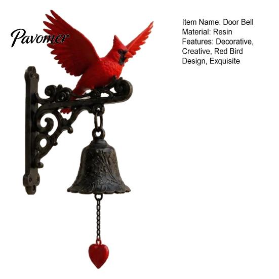 Vintage Style Doorbell Ornament Red Bird Garden Bell, Wall Mounted Outdoor Dinner Birthday Gift for Friends Yard Decor Porch Patio Entryway Farmhouse