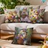 Easter Chick Rabbit Pillowcase Printed Polyester 40/45/50Cm Throw Pillowcover Decorative Sofa Cushion Pillowslip Home Decor
