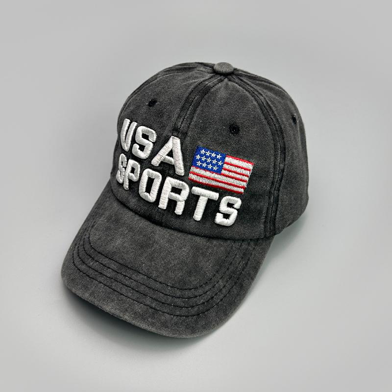 Amerikanische Flagge Stickerei Baseballkappen Gebrochen Neu Unisex Retro Atmungsaktiv Sonnenschutz Persönlich Vielseitig Mode Schirmmützen