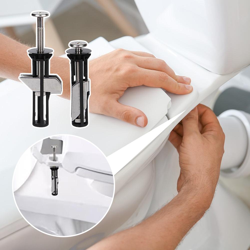 2Pcs Universal Stainless Steel Water Tank Toilet Seat Hinges Bolts Screws Replacement Bathroom Fixture Toilet Lid Fixing Parts