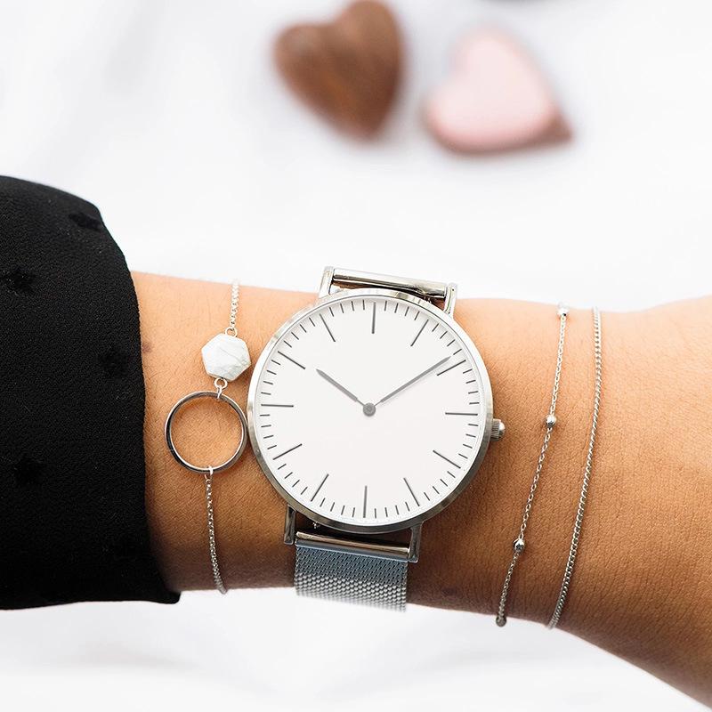 Trendy Men's Mesh Strap Quartz Watch - Fashionable and Minimalist Korean Style for Students and Couples