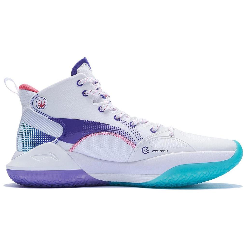 Li Ning YuShuai 15 Comfortable Cushioning Slip Resistant Abrasion Resistant High top Basketball Shoes Men's White Blue ABAR043-51