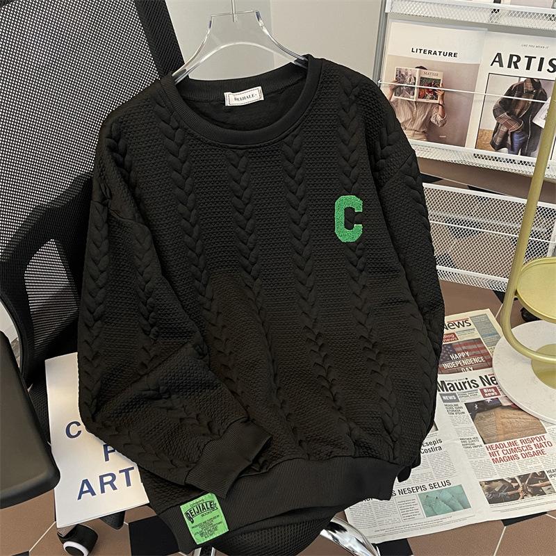 

Популярные весенние и осенние повседневные топы с длинными рукавами для мужчин, корейская версия модных брендов, красивые и универсальные повседневные толстовки с круглым вырезом 3XL