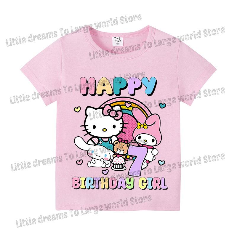 Baby Girls Birthday Number 19 Tshirt Cartoon Print Short Sleeve Tee Childrens Clothing Party Supplies Cotton Tee