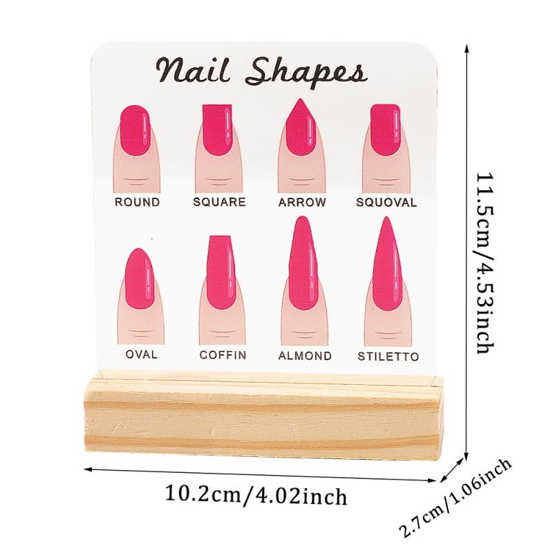 Nagelformen Präsentationsbrett Transparentes Acrylbrett Holzsockel Mit Diamant Nägel Kunst Requisite Desktop Nagelkunst Werke Showboard