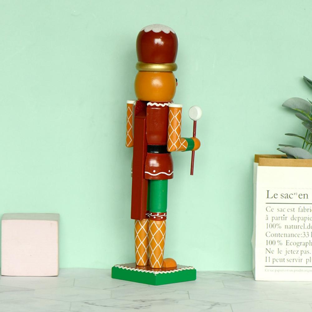 35Cm Nutcracker Soldier Wooden Ornaments Cute Gingerbread Man Christmas Decoration Hand-Painted Desktop Figurine For Home Decor