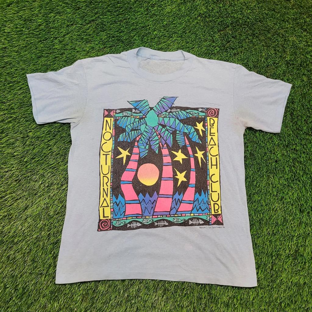 VTG 1990 Nocturnal Beach Club T-Shirt Mens M Single Stitch USA Made
