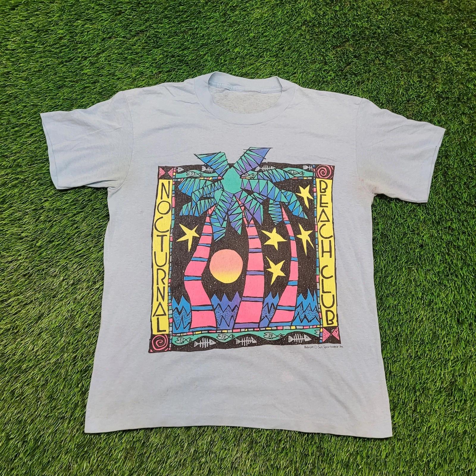 VTG 1990 Nocturnal Beach Club T-Shirt Mens M Single Stitch USA Made S