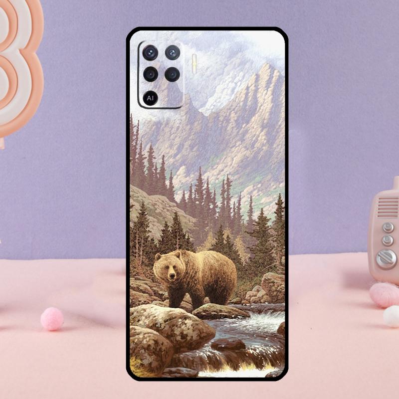 Cartoon Grizzly Bear Phone Case For Oppo A38 A18 A58 A78 A98 A79 A40 A60 A80 A16 A76 A96 A15 A74 A94 A54 A77 A17
