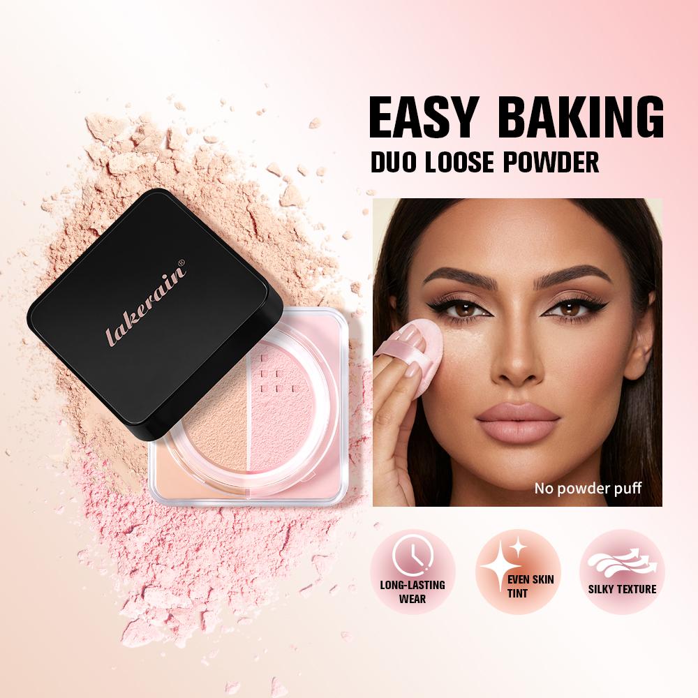 Xiaomi 2 In 1 Bake Loose Powder Brightening&Correcting Duo Brightening Correcting Blurred Pores Matte LongLasting Setting Powder Makeup