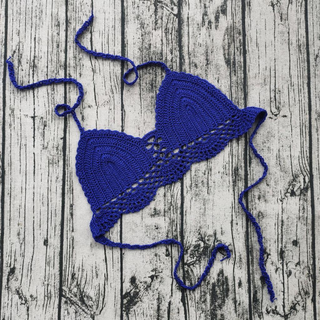 Böhmisches Häkel-Push-Up-Bikini-Oberteil - Handgemachter rückenfreier Badeanzug