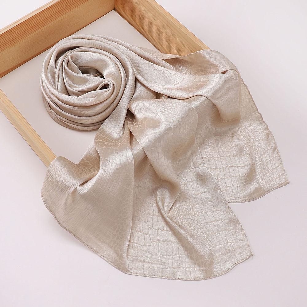 70*170CM Malaysia New Simulation Silk Silk Satin Jacquard Crocodile Pattern Long Scarf Women Shawl Wrap Head Cover