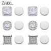 ZAKOL Boucle d'oreille Magnétique Carrée Ronde Brillante en Zircon Cubique Sans Perçage Boucles d'Oreilles Puces Bijoux Punk Party Cadeau Unisexe Pour Hommes Femmes
