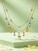 Bohemian Turquoise Necklace for Women,Conch Starfish Shell Pendant Necklaces,Stainless Steel Wave Chain Clavicle Jewelry Gifts