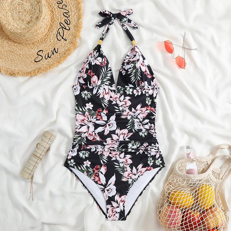 

Сексуальный цельный купальник с V-образным вырезом, женский винтажный леопардовый принт, шнуровка, треугольный купальный костюм с бретельками через шею, новинка 2025 года, шикарная праздничная пляжная одежда 2XL