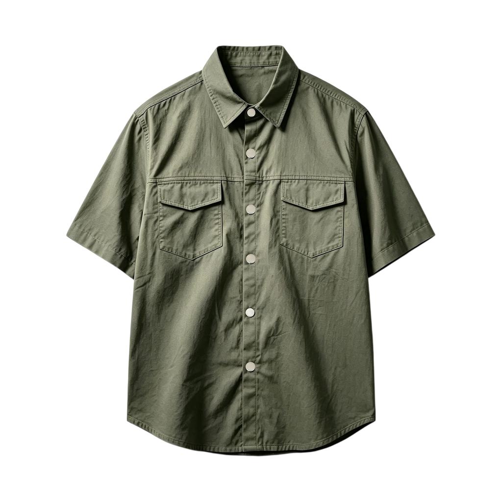 Men's Cotton Short Sleeve Work Shirt Casual Utility
