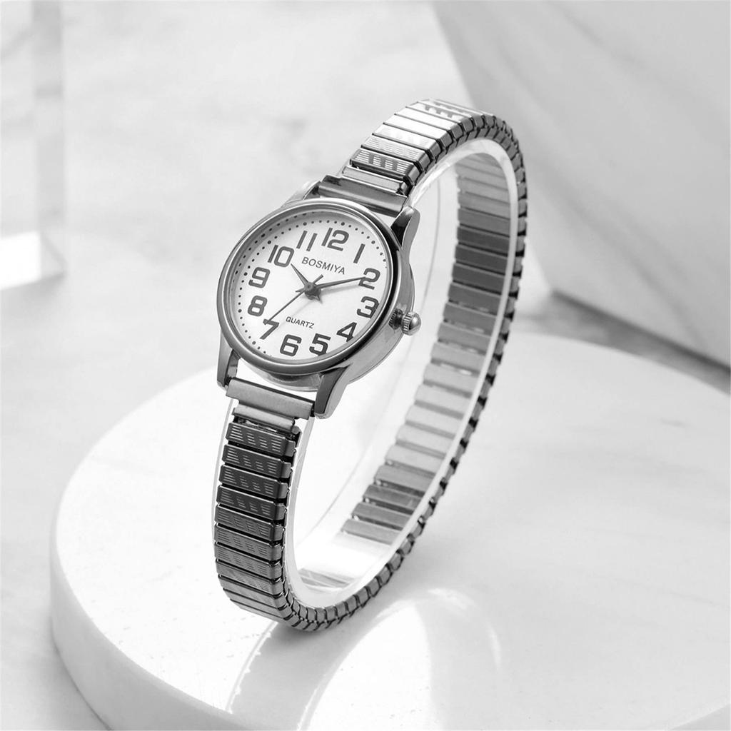 Women's Analog Watch Waterproof Stainless Steel Elastic Band Simple Cute Stylish Casual Business Fashion Watch Silver Women's Accessories Birthday