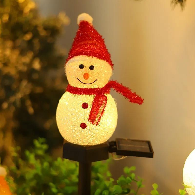 LED Snowman Solar Garden Light Outdoor Waterproof Ground Stake Lamp Solar Powered Pathway Lights for Christmas Lawn Yard Patio Holiday Decor