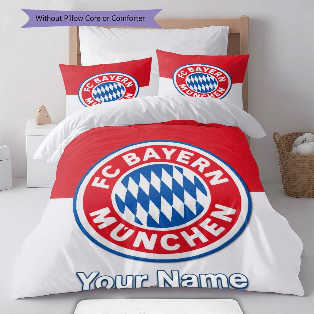 FC Bayern Munchen Custom Name Pattern Bedding,Quilt Set Quilt Cover Pillowcase Home Birthday Gift(1 * duvet cover + 2 * pillowcase, without core)