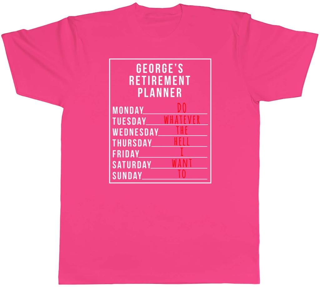 Personalised Retired Retirement Planner Mens Unisex TShirt Tee Gift