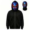 Kids Halloween Graphic Print Zip-Up Hoodie for Casual Everyday Wear and Party