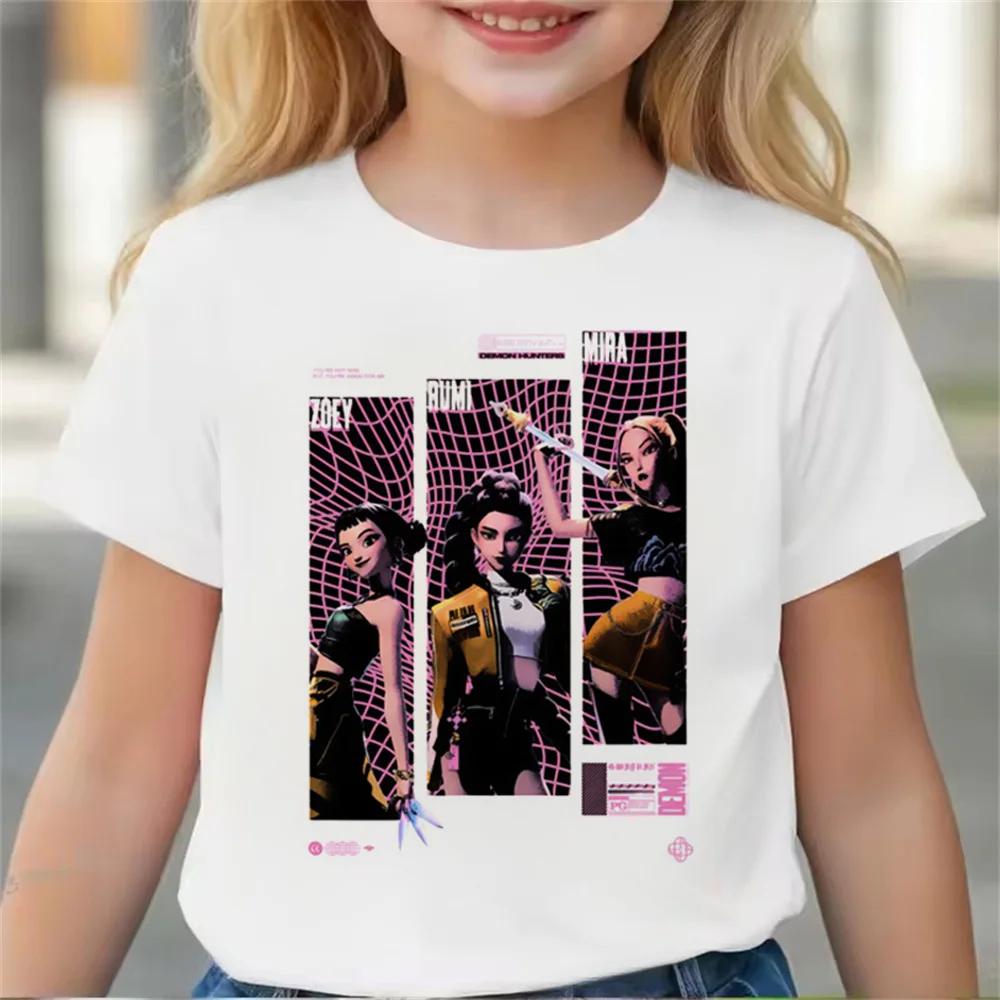 KPop Dämonenjäger Tiger Girls Boys T-Shirt K-Pop Dämonenjäger Kinderbekleidung T-Shirts Niedliches Cartoon-Print T-Shirt Tops