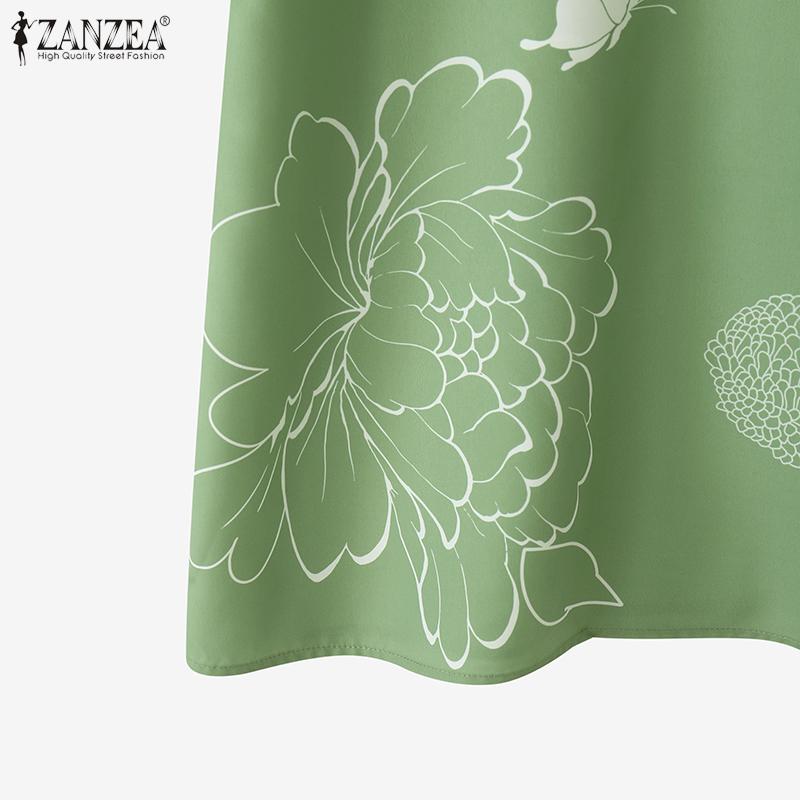 ZANZEA Women Summer Round Neck Casual Short Sleeve Print Blouse