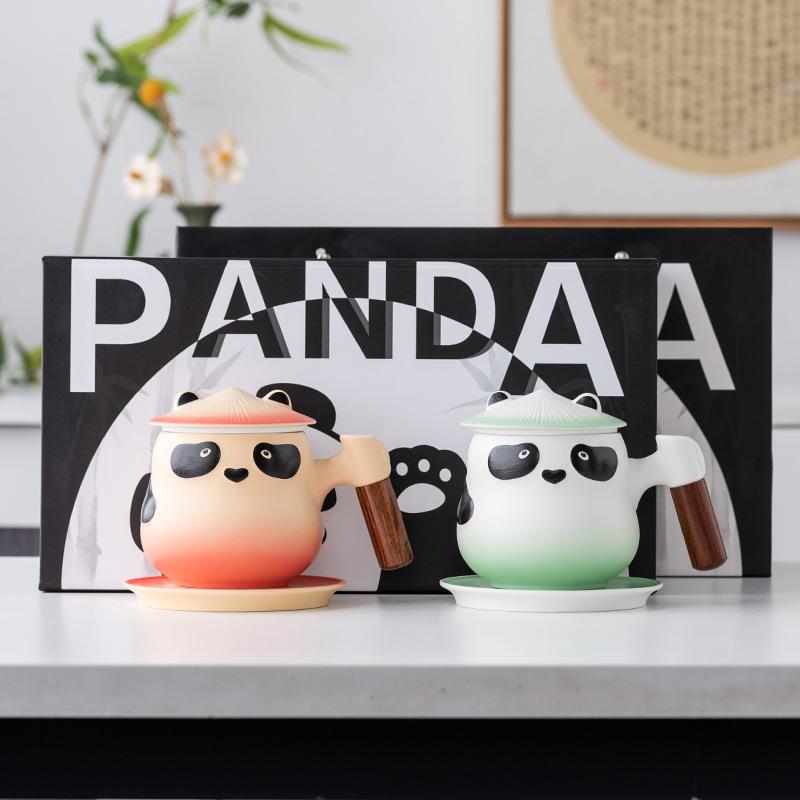 Creative Guochao Panda Mug Couple Cup Gift Box for Girls Valentine's Day Friends High-end Birthday Gifts
