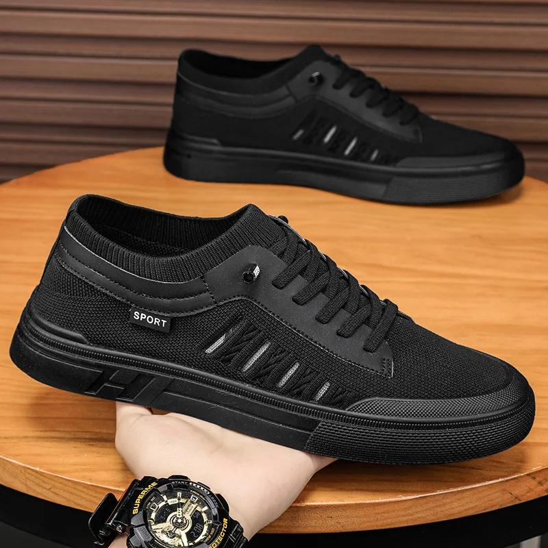 Fashion Summer Casual Sneakers for Men Breathable Loafers Lightweight Round Head Fashionable and Versatile Solid Colour Non-slip Flats