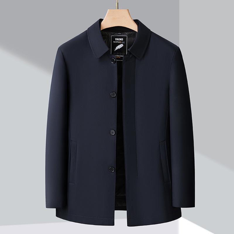 Men's Lightweight Business Casual Down Jacket - Warm Autumn/Winter Outerwear for Middle-Aged/Elderly