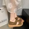 Retro Fashion Platform Bag Heel Sandals Women's Summer Wear New High-end Leopard Print Two Wear Beach Shoes Women's