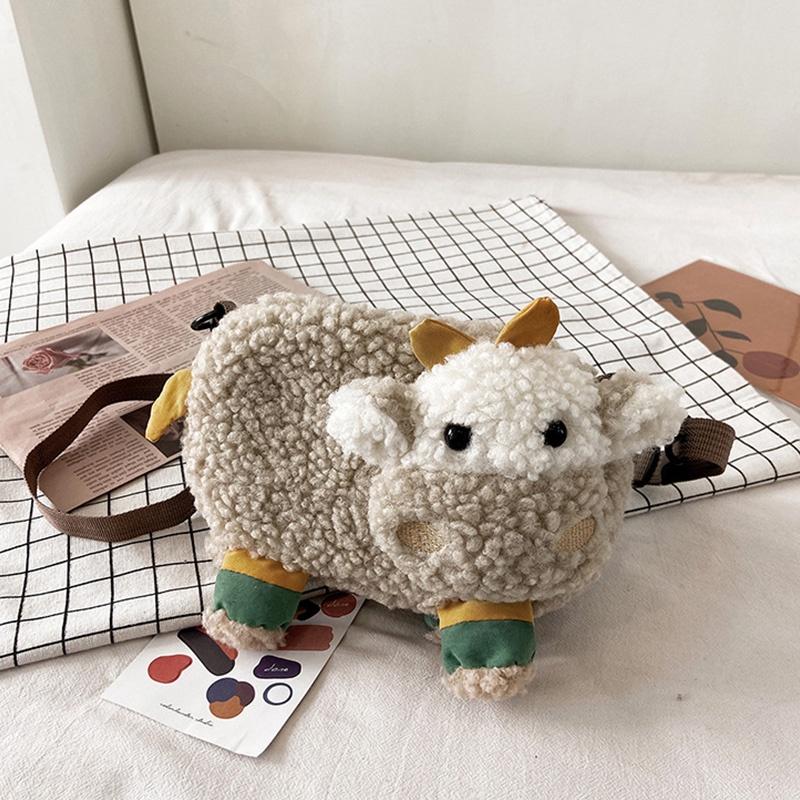 New Ins Cartoon Lamb Plush Shoulder Bag For Women